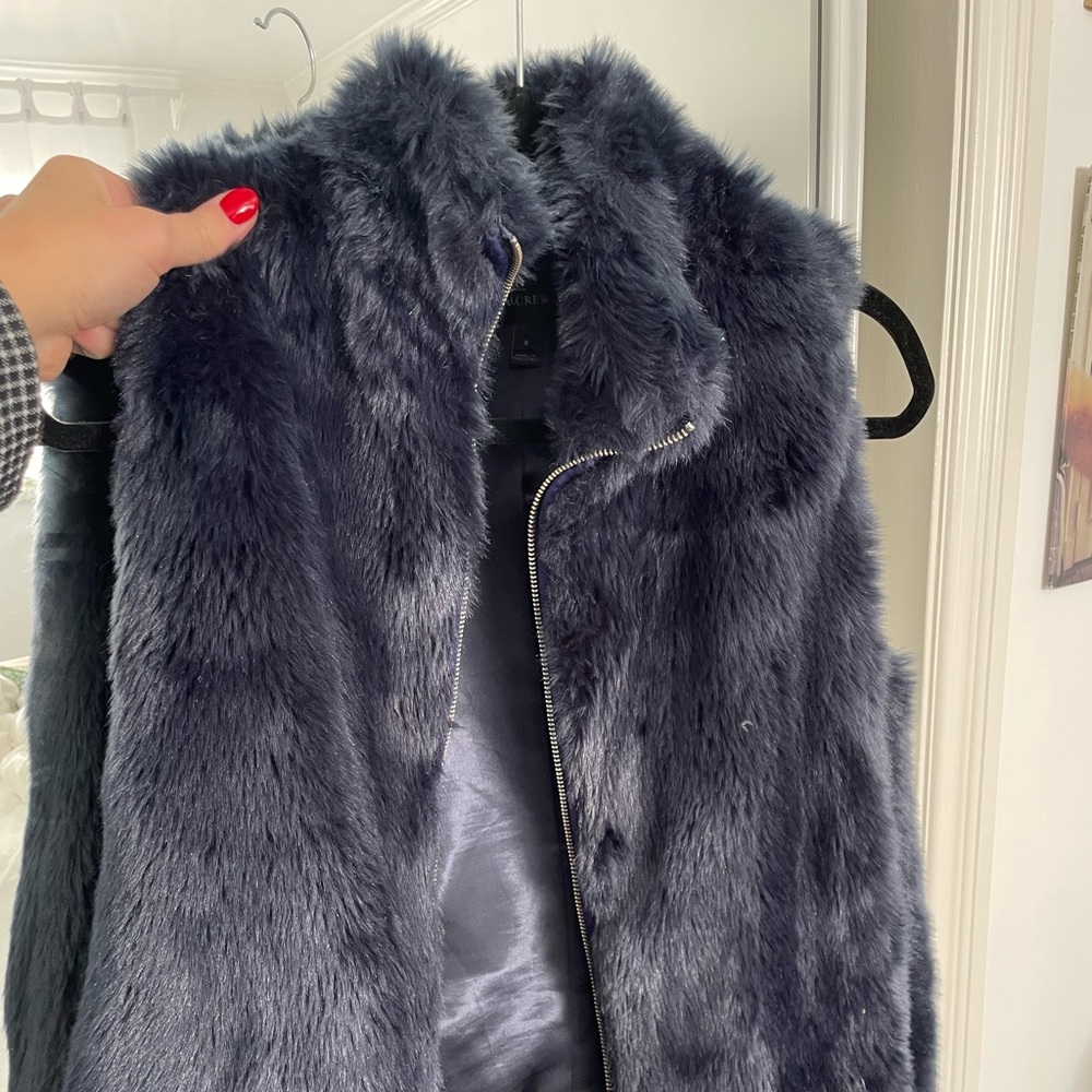 J Crew Blue Fur Vest
